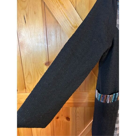 Black Plaid Jacket by DONNA WHITE Coats Size Large nwt (4912) - Picture 2 of 6